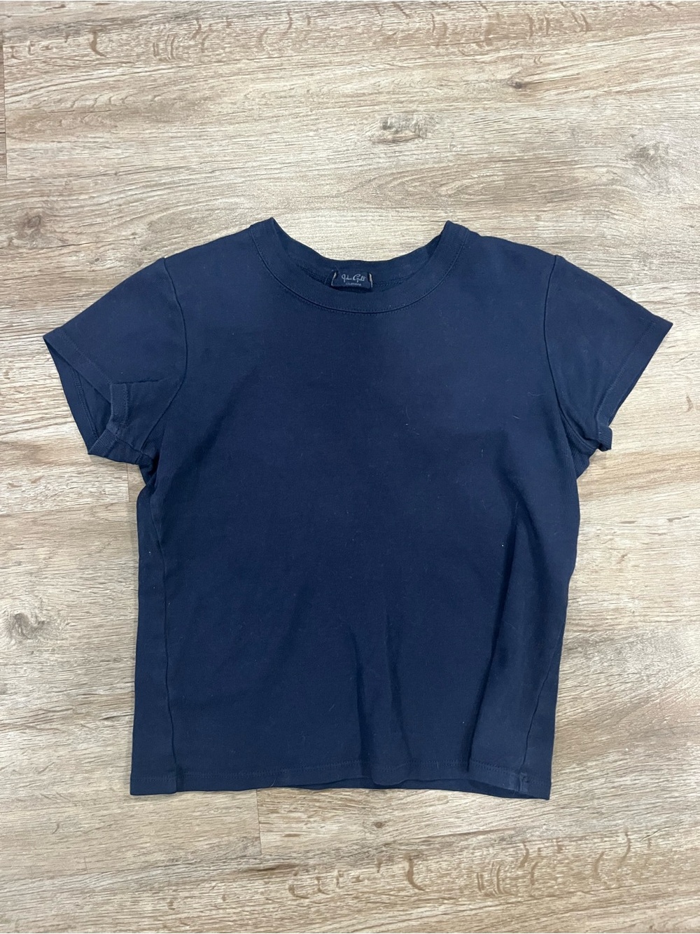 Brandy Melville Navy Cropped Short Sleeve Tee